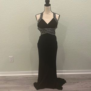 Black gown dress with rhinestones